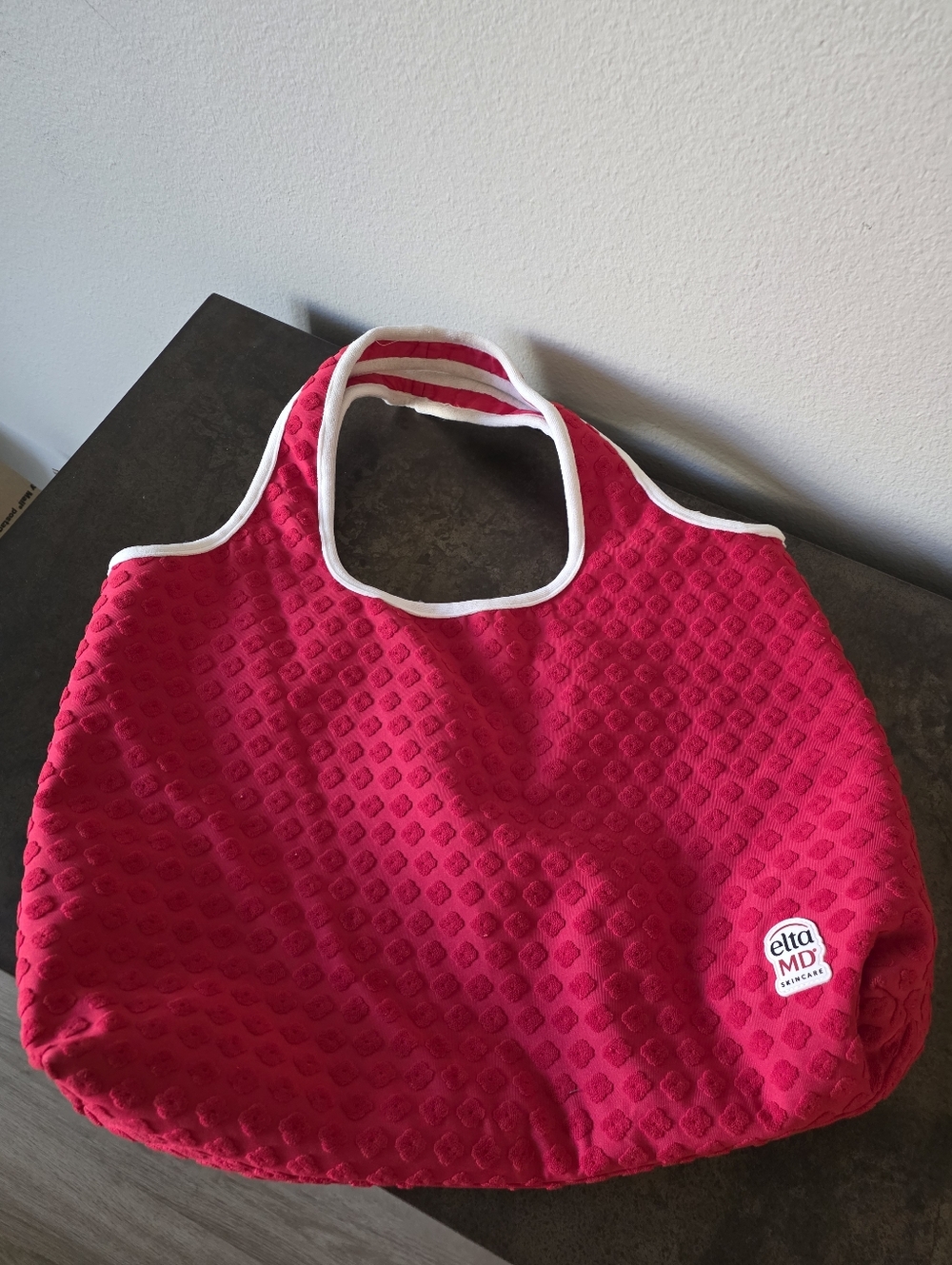 EltaMD Red Textured Large Tote Bag